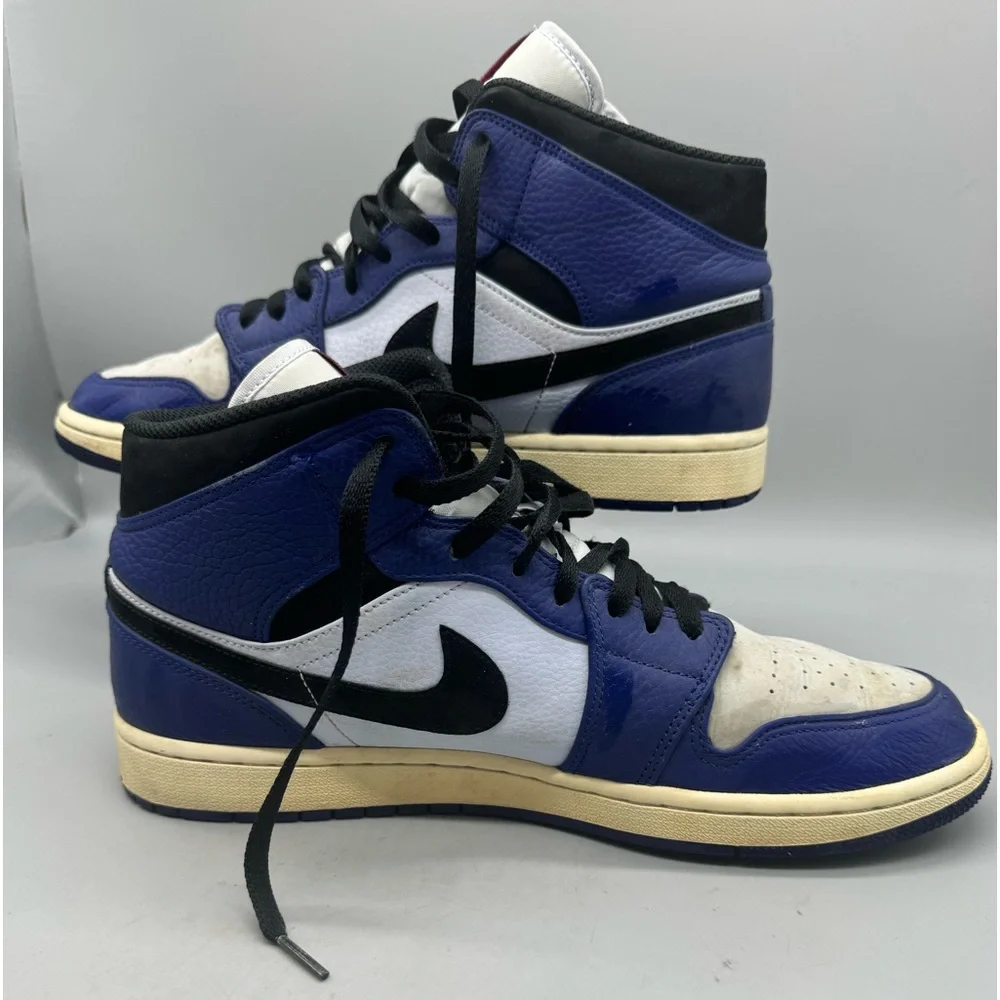 AIR JORDAN 1 RETRO MID SIZE 13 DEEP ROYAL BLUE BLACK WHITE SIZE 11.5